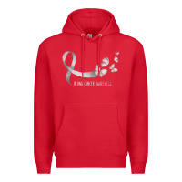 Red pretty white ribbon support lung cancer awareness t shirt Premium Hoodie - Craftify