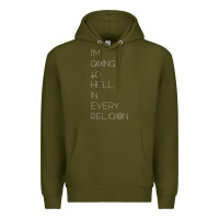 Army Green i'm  going to  hell in  every  religion Premium Hoodie - Craftify