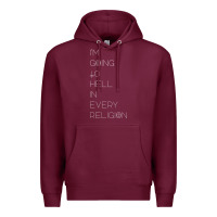 Burgundy i'm  going to  hell in  every  religion Premium Hoodie - Craftify