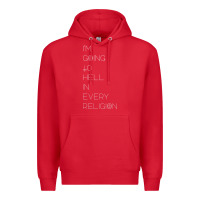 Red i'm  going to  hell in  every  religion Premium Hoodie - Craftify