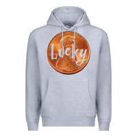 Heather Grey Cute Good Luck Gift - Lucky Penny Premium Hoodie - Craftify
