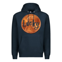 Navy Cute Good Luck Gift - Lucky Penny Premium Hoodie - Craftify