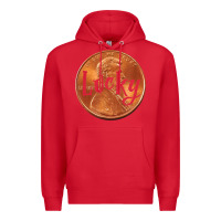 Red Cute Good Luck Gift - Lucky Penny Premium Hoodie - Craftify