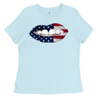 Baby Blue Lips American Flag Ladies Tee - Bettercallsaul