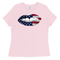 Bubblegum Pink Lips American Flag Ladies Tee - Bettercallsaul