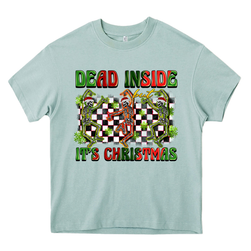 Dead Inside But It's Christmas Dancing Skeletons Heavy Core Tee by BarkalooDesign | Teevron