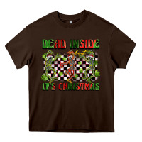 Chocolate Brown dead inside but it's christmas dancing skeletons Heavy Core Tee - BarkalooDesign
