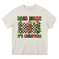 Cream dead inside but it's christmas dancing skeletons Heavy Core Tee - BarkalooDesign