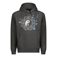 Charcoal Heather yin yang with butterflies ancient chinese yin yang Premium Hoodie - Craftify