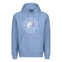 Colony Blue yin yang with butterflies ancient chinese yin yang Premium Hoodie - Craftify