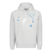 Dove Grey yin yang with butterflies ancient chinese yin yang Premium Hoodie - Craftify