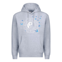 Heather Grey yin yang with butterflies ancient chinese yin yang Premium Hoodie - Craftify