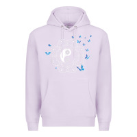 Lilac yin yang with butterflies ancient chinese yin yang Premium Hoodie - Craftify
