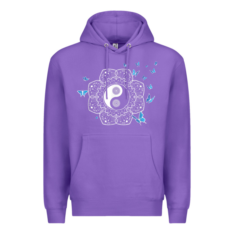 Yin Yang With Butterflies Ancient Chinese Yin Yang Premium Hoodie by Craftify | Teevron