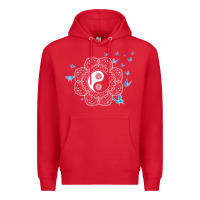 Red yin yang with butterflies ancient chinese yin yang Premium Hoodie - Craftify