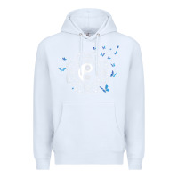 White yin yang with butterflies ancient chinese yin yang Premium Hoodie - Craftify
