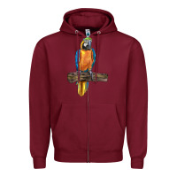 Burgundy blue throated macaw Zipper Hoodie - LillyAllenDesigns