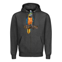 Charcoal Heather blue throated macaw Zipper Hoodie - LillyAllenDesigns