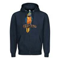 Navy blue throated macaw Zipper Hoodie - LillyAllenDesigns