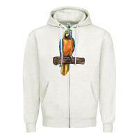 Oatmeal Heather blue throated macaw Zipper Hoodie - LillyAllenDesigns