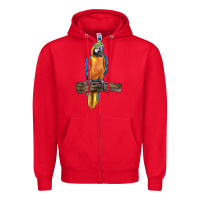 Red blue throated macaw Zipper Hoodie - LillyAllenDesigns