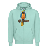 Seafoam blue throated macaw Zipper Hoodie - LillyAllenDesigns