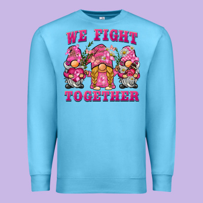 We Fight Together Breast Cancer Gnome Premium Sweatshirt Designed By Barkaloodesign