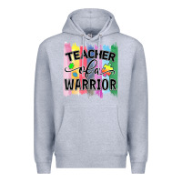 Heather Grey Teacher of a warrior Premium Hoodie - CowhideDigitalArt