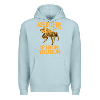 Blue Mist bee beekeeper if i run you run bumble bee humour 449 hive beekeeping Premium Hoodie - Craftify