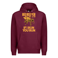Burgundy bee beekeeper if i run you run bumble bee humour 449 hive beekeeping Premium Hoodie - Craftify