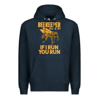 Navy bee beekeeper if i run you run bumble bee humour 449 hive beekeeping Premium Hoodie - Craftify