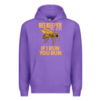 Purple bee beekeeper if i run you run bumble bee humour 449 hive beekeeping Premium Hoodie - Craftify