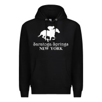 Black Saratoga Springs New York Horse Racing Jockey Premium Hoodie - Craftify