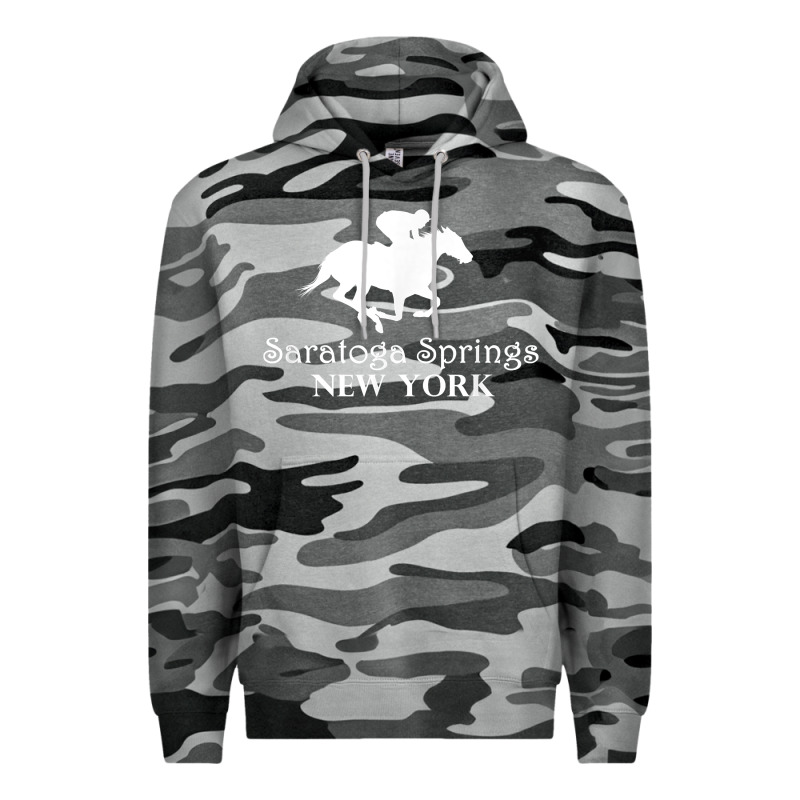 Saratoga Springs New York Horse Racing Jockey Premium Hoodie by Craftify | Teevron