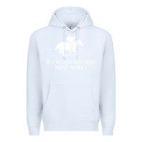 White Saratoga Springs New York Horse Racing Jockey Premium Hoodie - Craftify