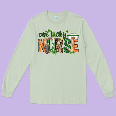 One Lucky Nurse With Elements St. Patricks Day Long Sleeve Tee Designed By Howdyjamesfarm