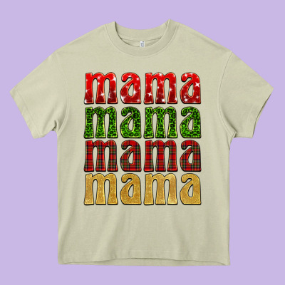 Christmas Mama Heavy Core Tee Designed By Barkaloodesign