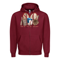 Burgundy take me out to the ballgame Zipper Hoodie - RacoonDesign