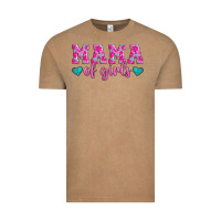 Mama Of Girls Floral Pattern Turquoise Heart Vintage Tee | Teevron