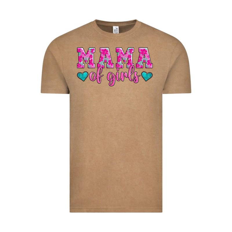Mama Of Girls Floral Pattern Turquoise Heart Vintage Tee by Jasminsmagicworld | Teevron