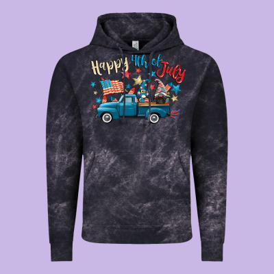 Happy 4th Of July Gnome Truck Vintage Hoodie Designed By Cowgirlartshop