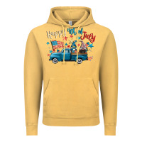 Vintage Mustard happy 4th of july gnome truck Vintage Hoodie - CowGirlArtShop