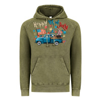 Vintage Olive happy 4th of july gnome truck Vintage Hoodie - CowGirlArtShop