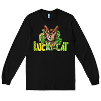 Black Lucky cat St. Patrick's Long Sleeve Tee - HowdyJamesFarm