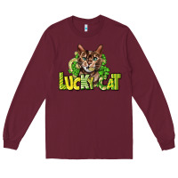 Burgundy Lucky cat St. Patrick's Long Sleeve Tee - HowdyJamesFarm