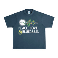 Midnight Navy peace , love & bluegrass   banjo nature vines illu Urban Heavy Tee - DesignPulse