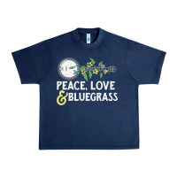 Navy peace , love & bluegrass   banjo nature vines illu Urban Heavy Tee - DesignPulse