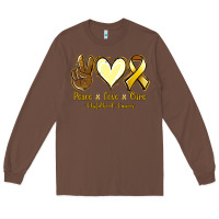 Chestnut Peace Love Cure Childhood Cancer Long Sleeve Tee - Jasminsmagicworld