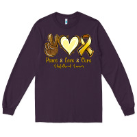 Plum Peace Love Cure Childhood Cancer Long Sleeve Tee - Jasminsmagicworld