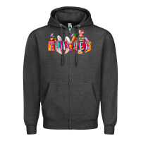 Charcoal Heather teacher easrter day Zipper Hoodie - RacoonDesign